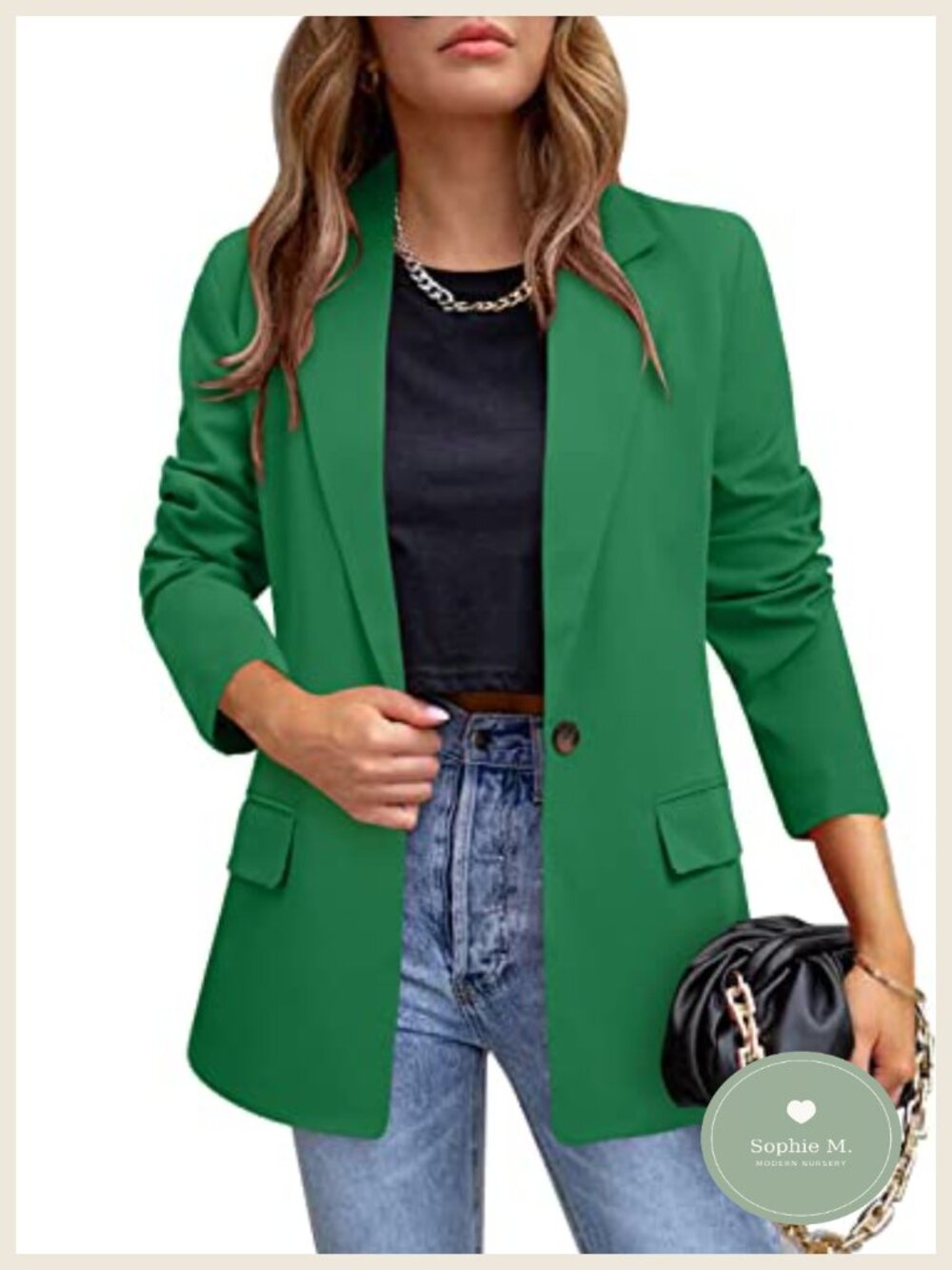 Women's Casual Blazer Jacket Open Front Notch Lapel Long Sleeve Office Suit